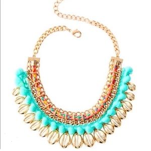 NWT Lilly Pulitzer Sparkling Sands Gold Pink & Turquoise Cowrie Shell Necklace